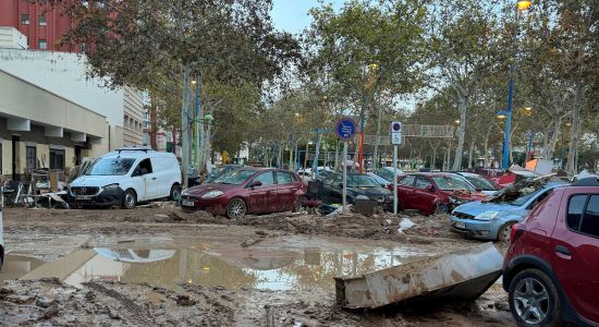 Parkplatz in Valencia nach der Sturzflut